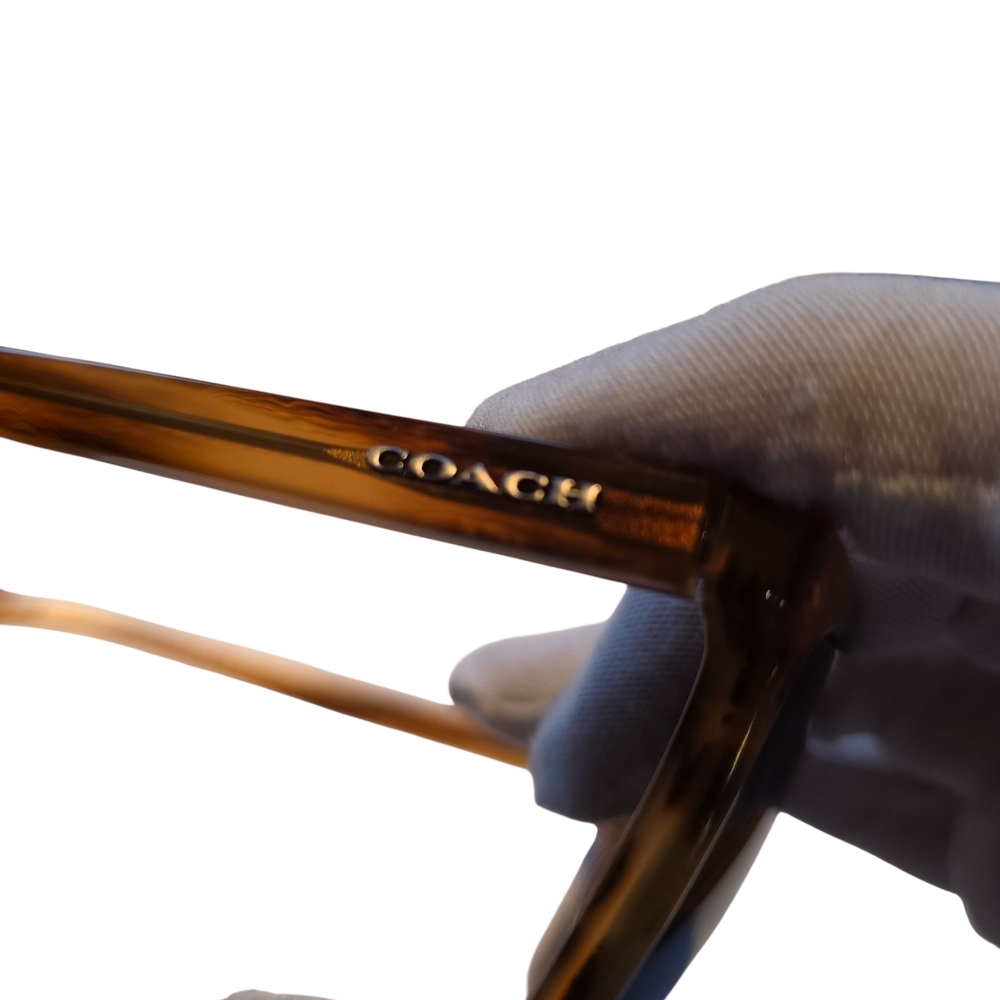 Coach Brown Tortoise Sunglasses with  Green Lenses And Case - Picture 5 of 6